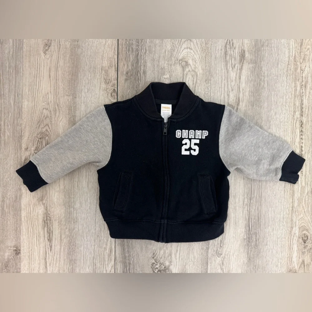 Gymboree Black and Gray Varsity Hoodie